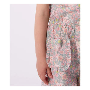 Petit Bateau - Bio-Baumwoll-Poplin-Blumenstrampler | Grau-Blau