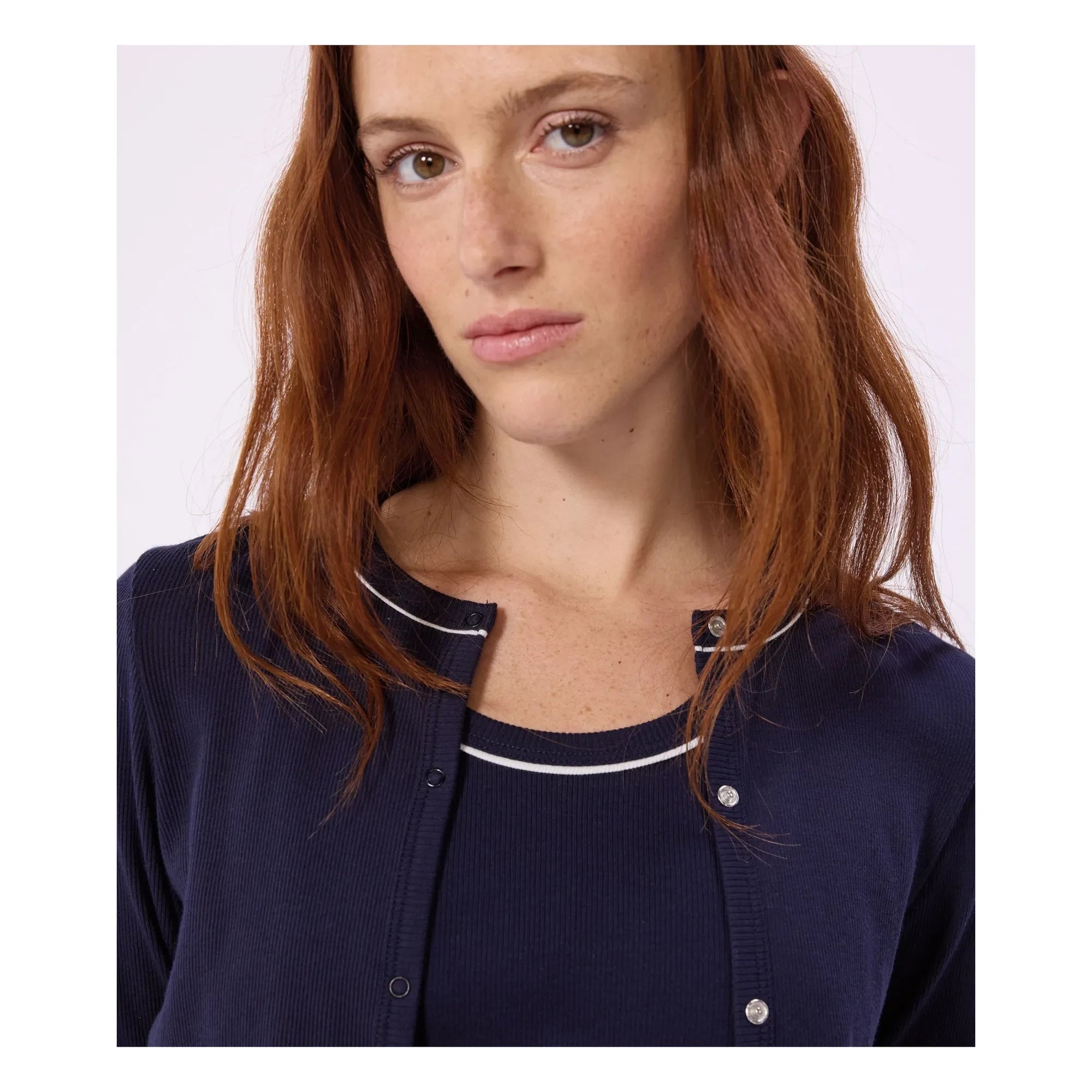Petit Bateau - Strickjacke aus Cord | Marine