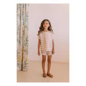 Studio Bohème - Gestreifte Georgette-Shorts aus Bio-Baumwoll-Musselin | Rosa