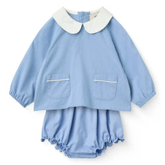 Copenhagen Colors - Bluse und Strampler-Set aus Bio-Baumwolle mit Taschen | Hellblau
