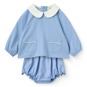 Copenhagen Colors - Bluse und Strampler-Set aus Bio-Baumwolle mit Taschen | Hellblau