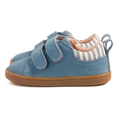 Lazare - Mahaut Gestreifter Wildleder-Sneaker | Jeansblau