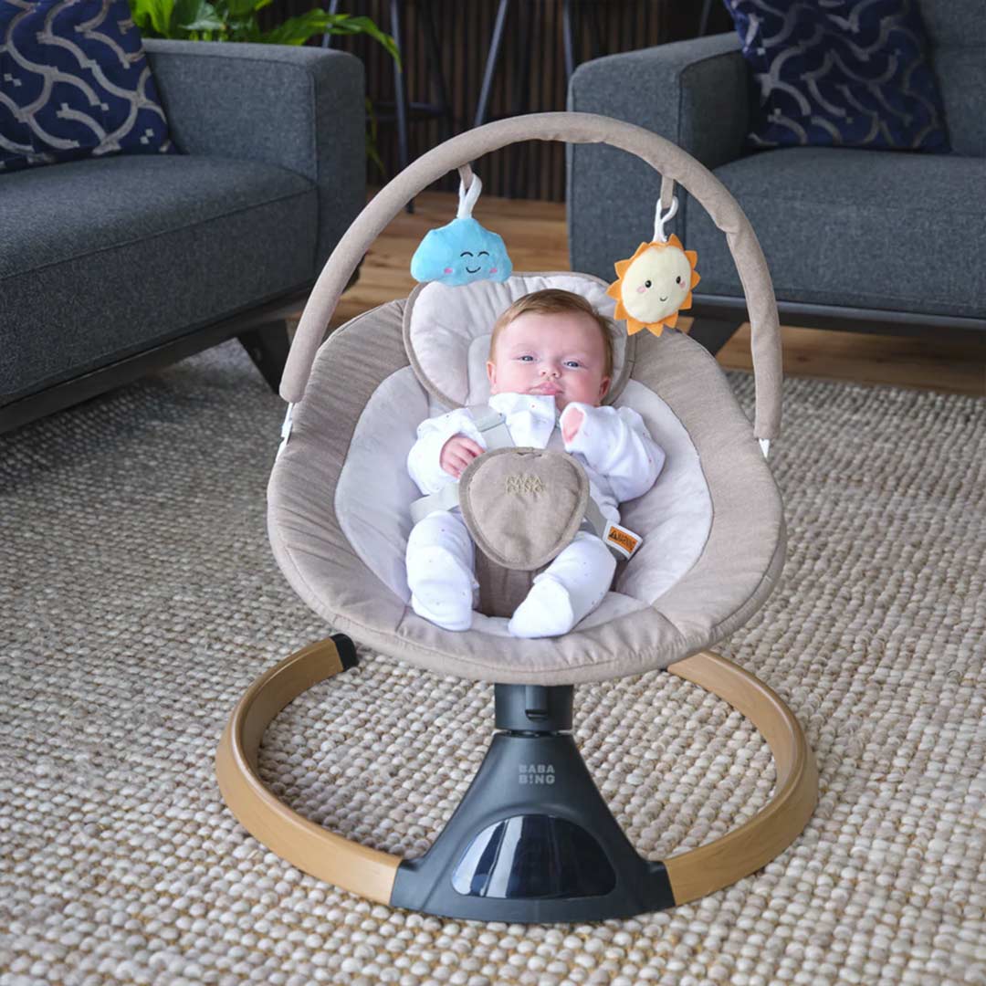 Bababing Automatic Hub 2 Baby Swing - Beige-Baby Bouncers-Beige- | Natural Baby Shower