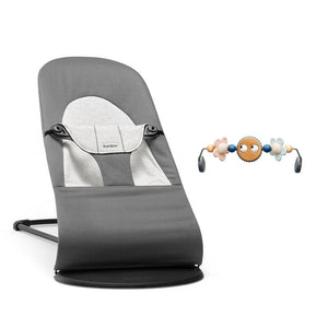 BabyBjorn Balance Woven Baby Bouncer - Black Frame - Dark Grey/Grey-Baby Bouncers-Googly Eyes Pastel- | Natural Baby Shower
