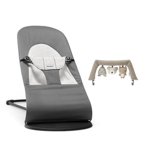 BabyBjorn Balance Woven Baby Bouncer - Black Frame - Dark Grey/Grey-Baby Bouncers-Soft Friends Sand- | Natural Baby Shower