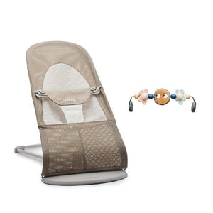 BabyBjorn Balance Soft Mesh Baby Bouncer - Grey Frame - Grey Beige-Baby Bouncers-Googly Eyes Pastel- | Natural Baby Shower