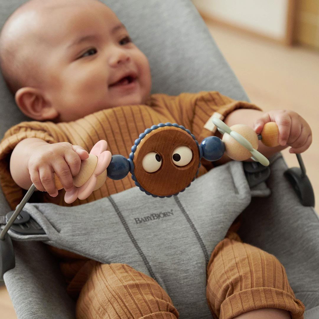 BabyBjörn Baby Bouncer Bliss + Toy - Googly Eyes Pastel - Grey Beige - Mesh-Baby Bouncers-Grey Beige-Mesh | Natural Baby Shower