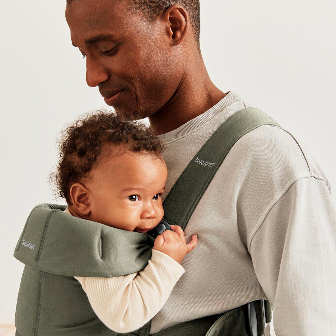 BabyBjorn Mini Woven Baby Carrier - Dark Green-Baby Carriers- | Natural Baby Shower