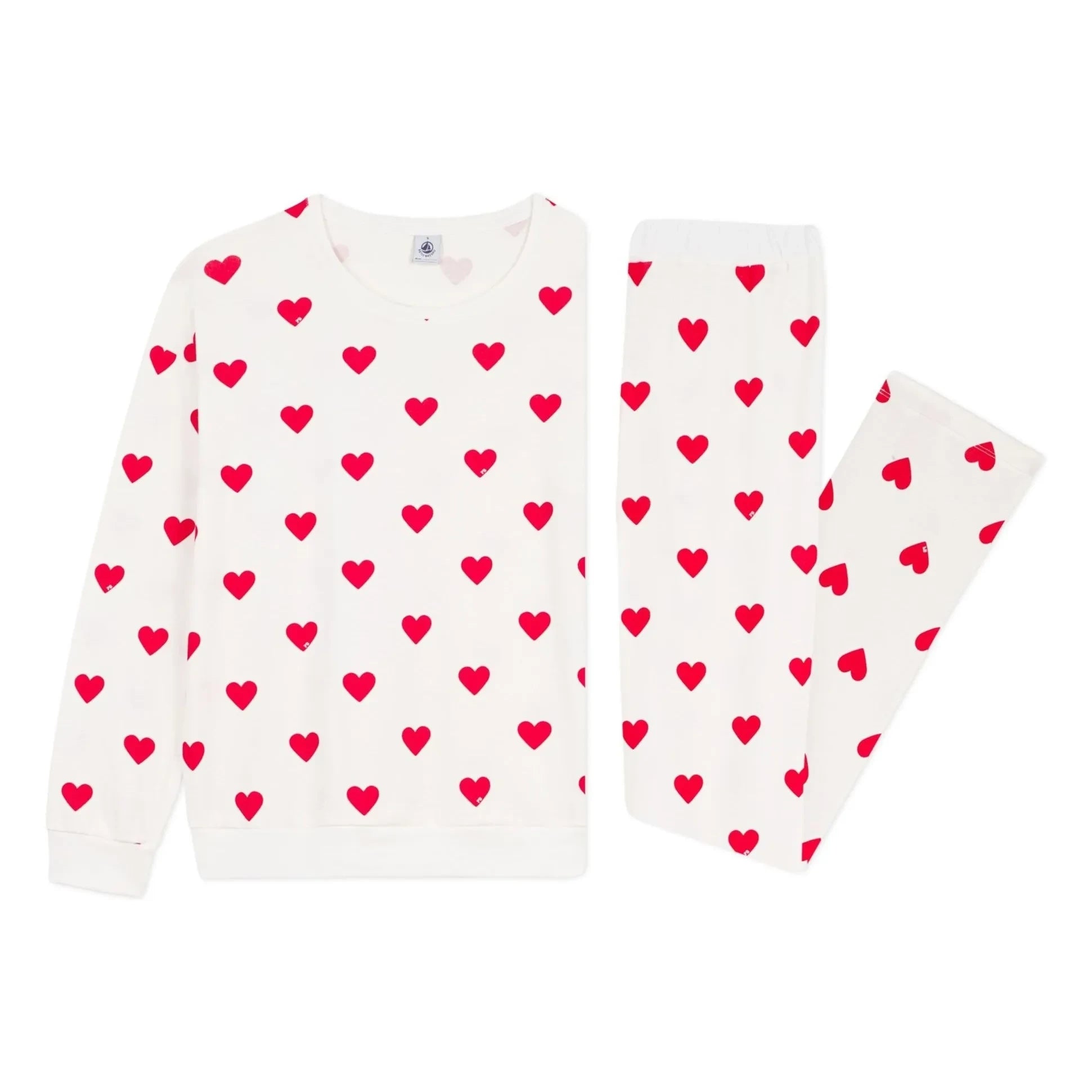 Petit Bateau - Organik Pamuklu Kalpli Pijama | Beyaz