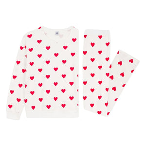 Petit Bateau - Organik Pamuklu Kalpli Pijama | Beyaz