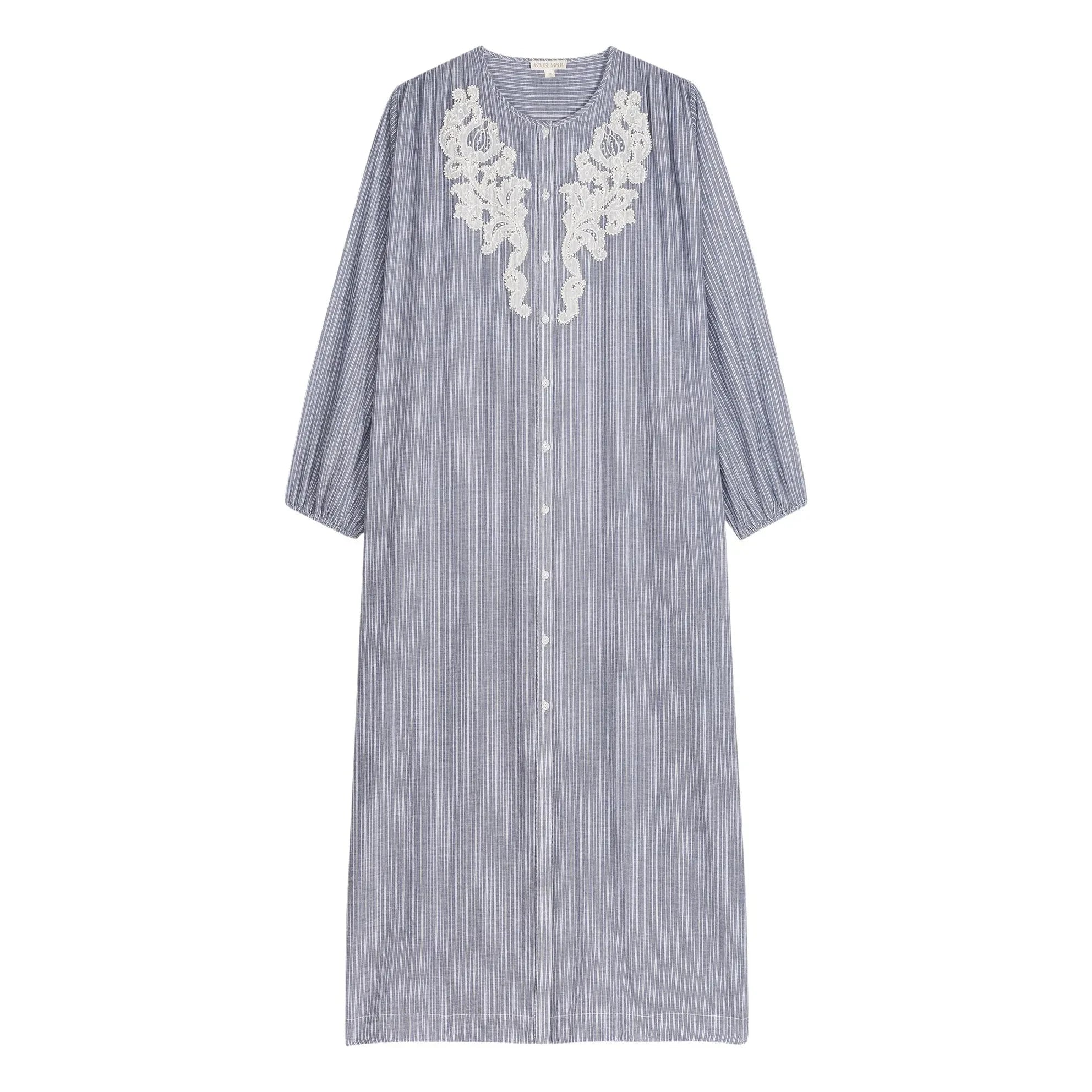 Louise Misha - Gestreiftes Kleid Flavie aus Bio-Baumwolle | Blau