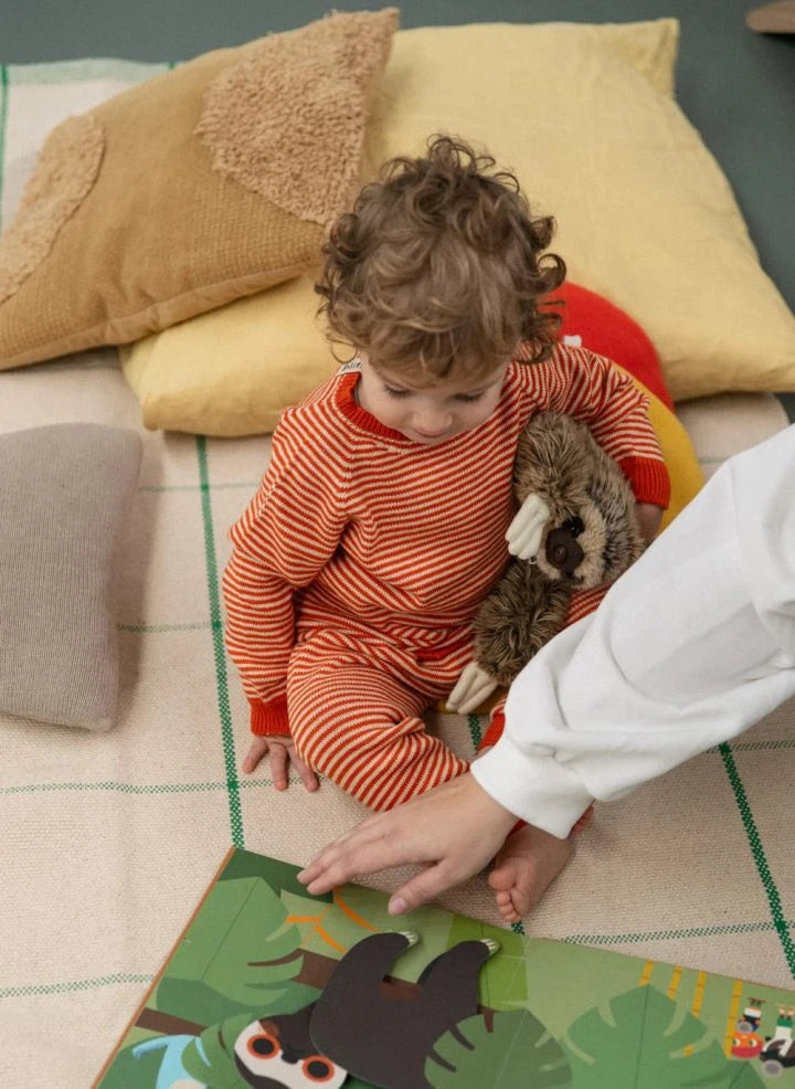 Bayiri - Lazy Bug Çizgili Organik Pamuk Kazak | Kırmızı