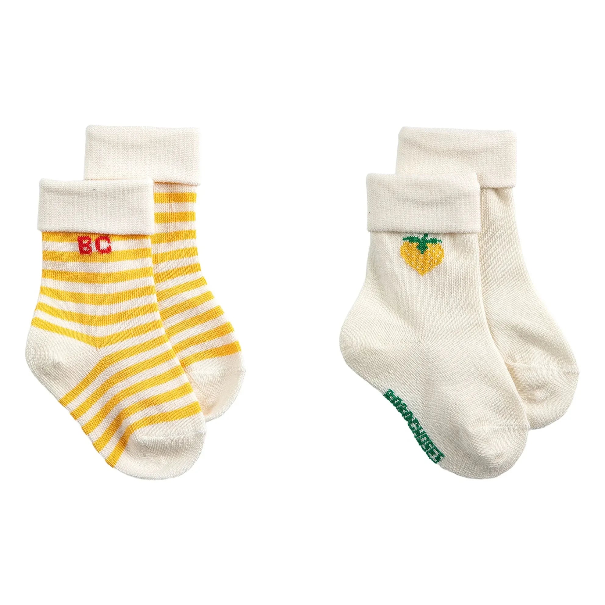 Bobo Choses – 2er-Set Bio-Baumwollsocken mit Erdbeermuster | Gelb