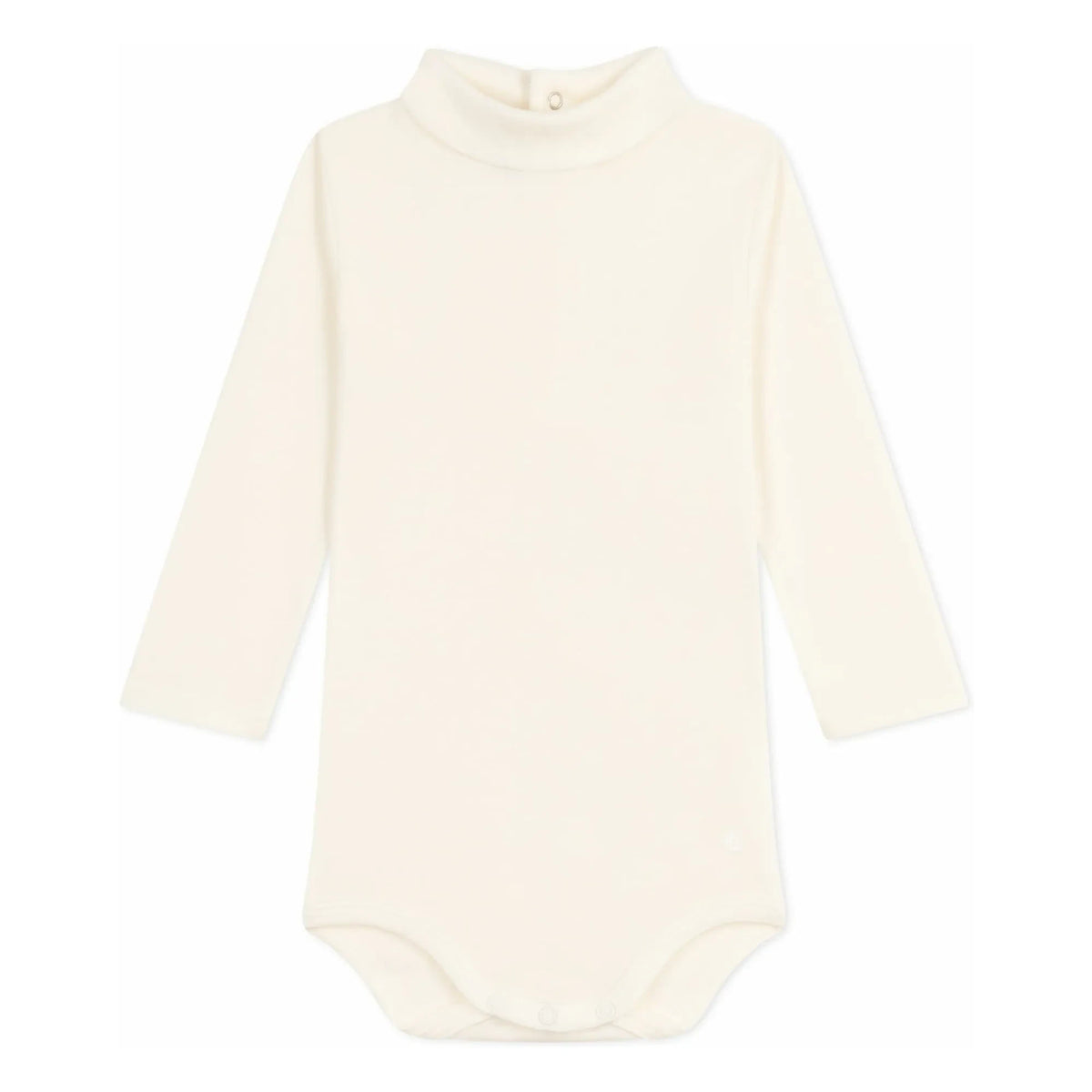 Petit Bateau - Bio-Baumwoll-Baby-Body mit Rundhalsausschnitt | Ecru