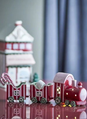 Bloomingville - Gloria Keramik Zug Weihnachtsdekoration | Rot