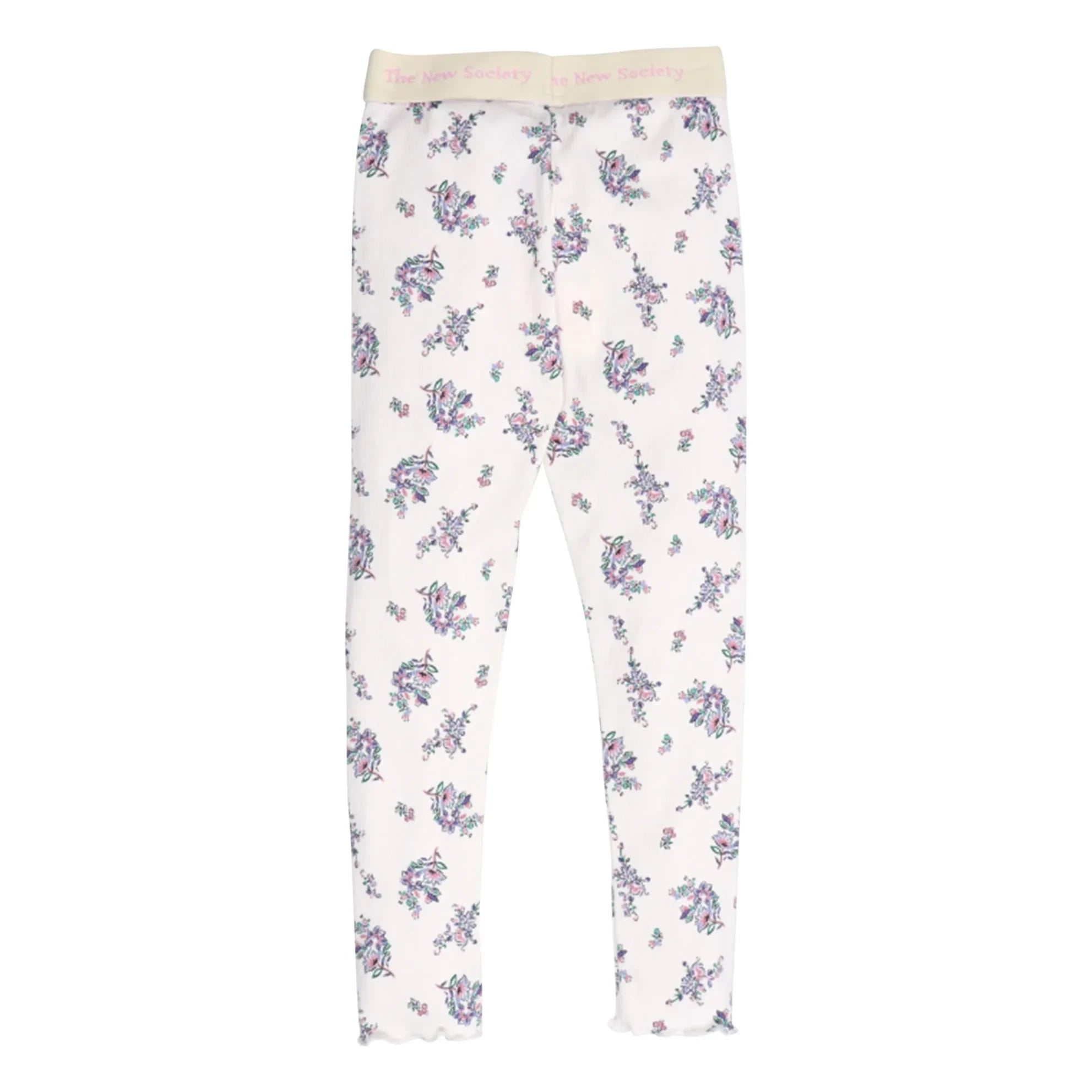 the new society - Gerippte Leggings mit Blumenmuster | Beige