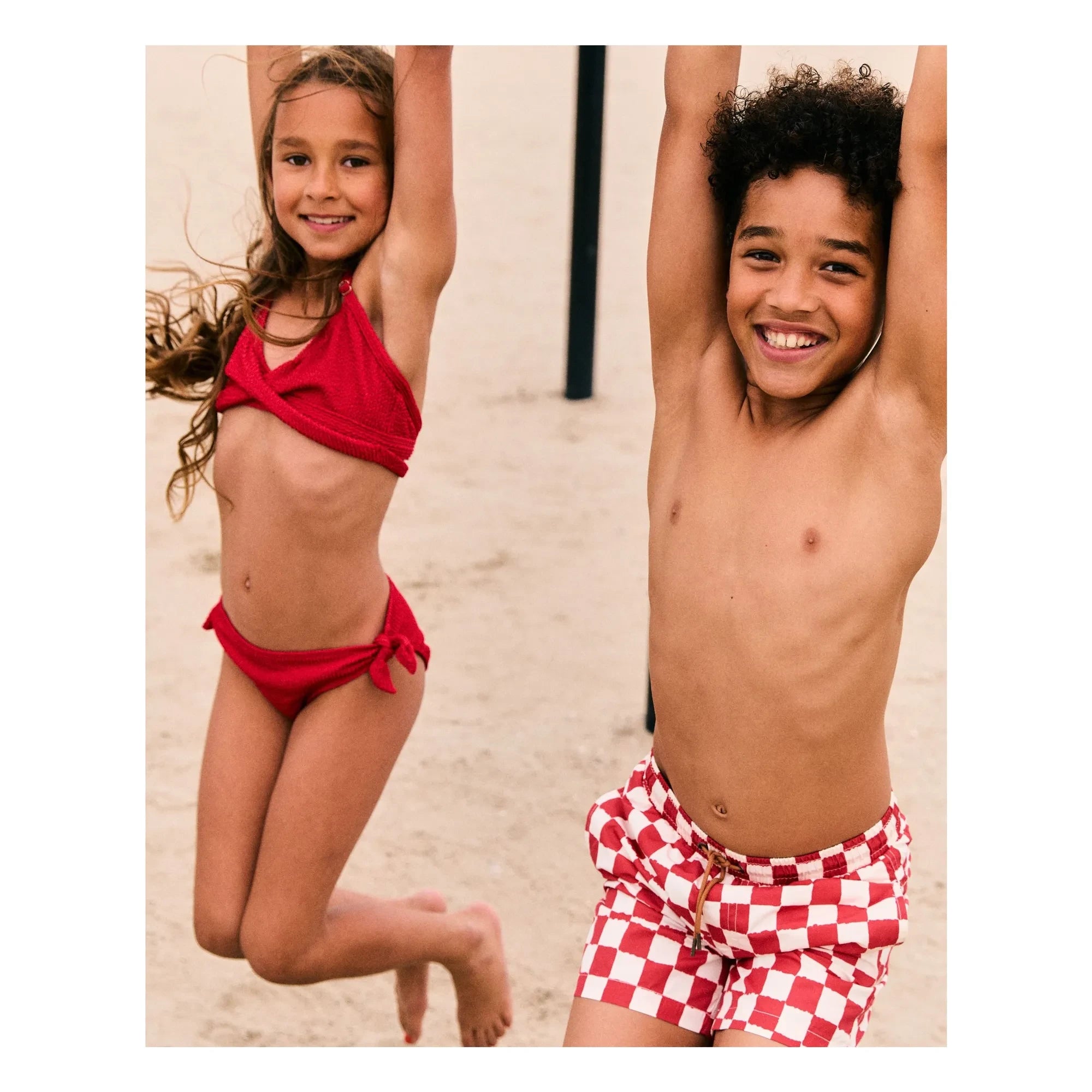 Beachlife - Gerippter Wickel-Badeanzug | Rot