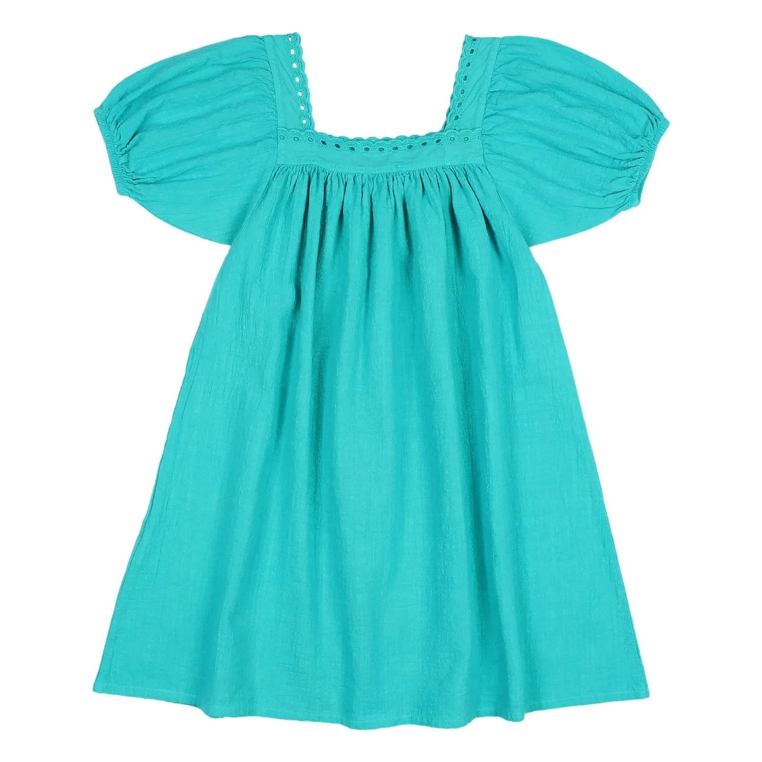 Búho – Bio-Baumwoll-Spitzenkleid | Türkis