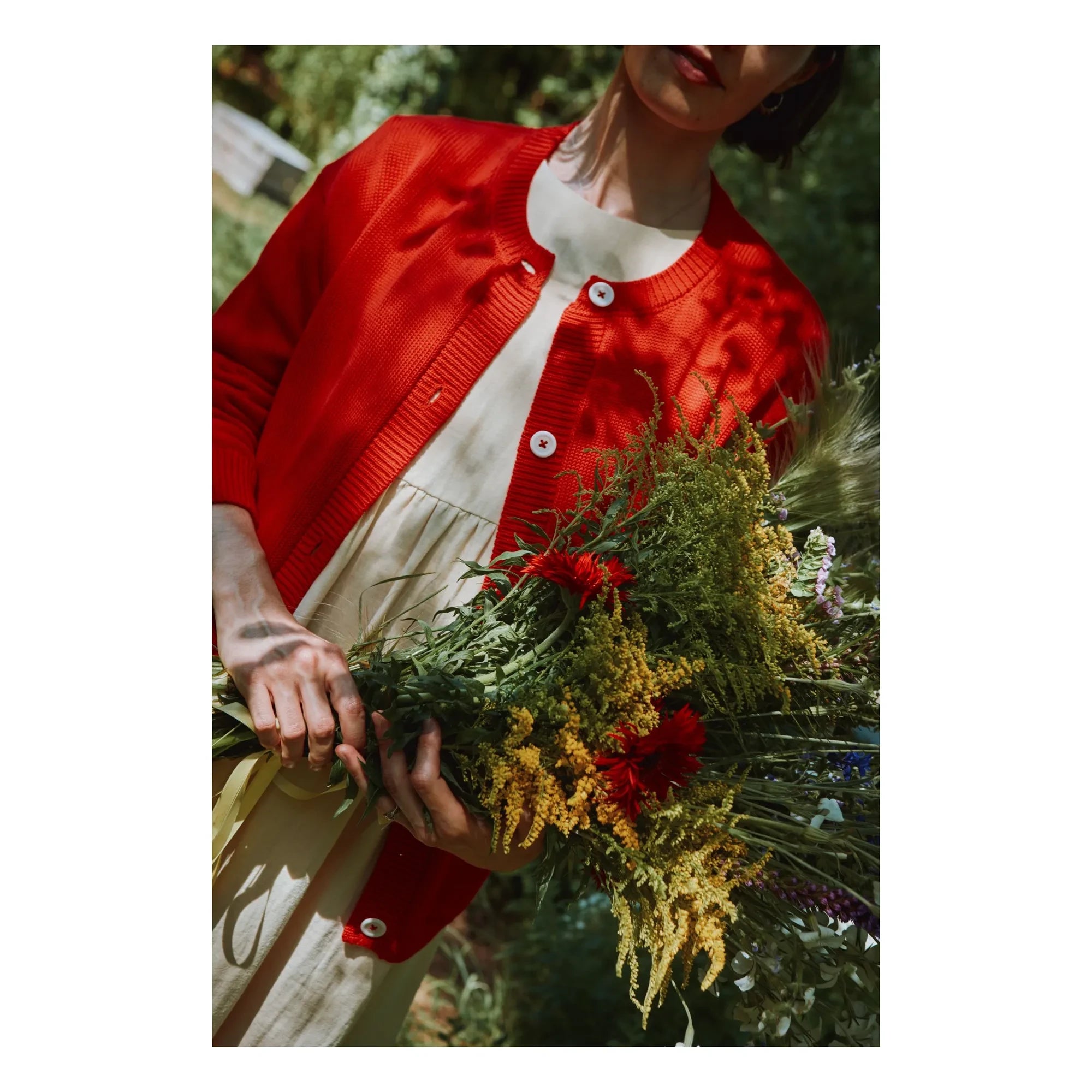 Poudre Organic - Bio-Baumwoll-Cardigan Pétale | Rot