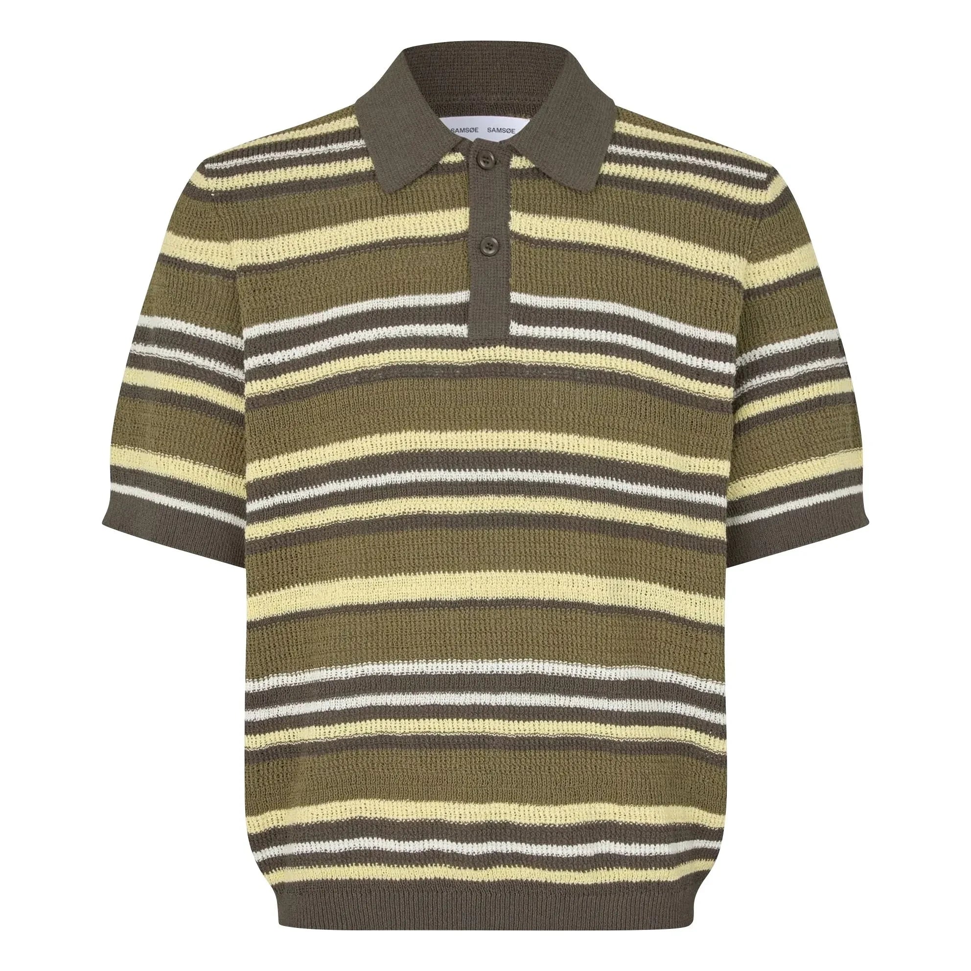 Samsoe Samsoe - Samarco Gestreiftes Strick-Poloshirt | Khaki