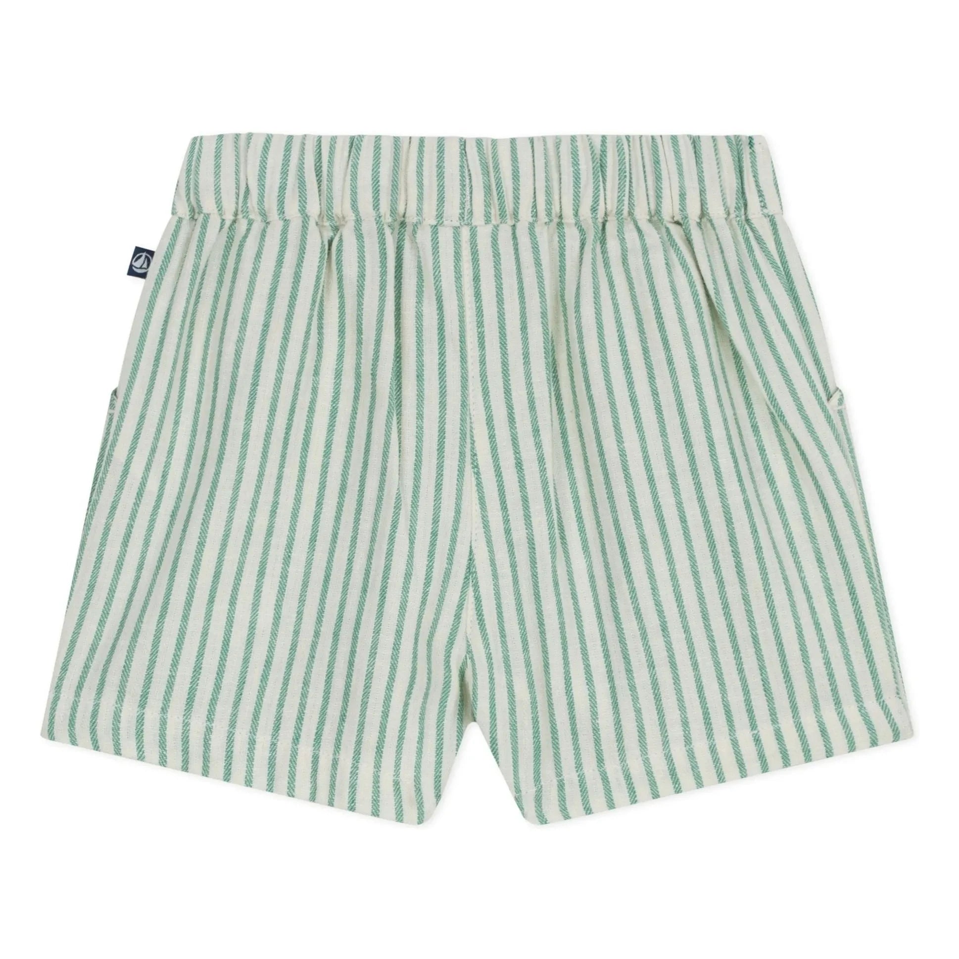 Petit Bateau - Gestreifte Leinenshorts | Grün