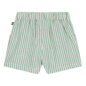 Petit Bateau - Gestreifte Leinenshorts | Grün