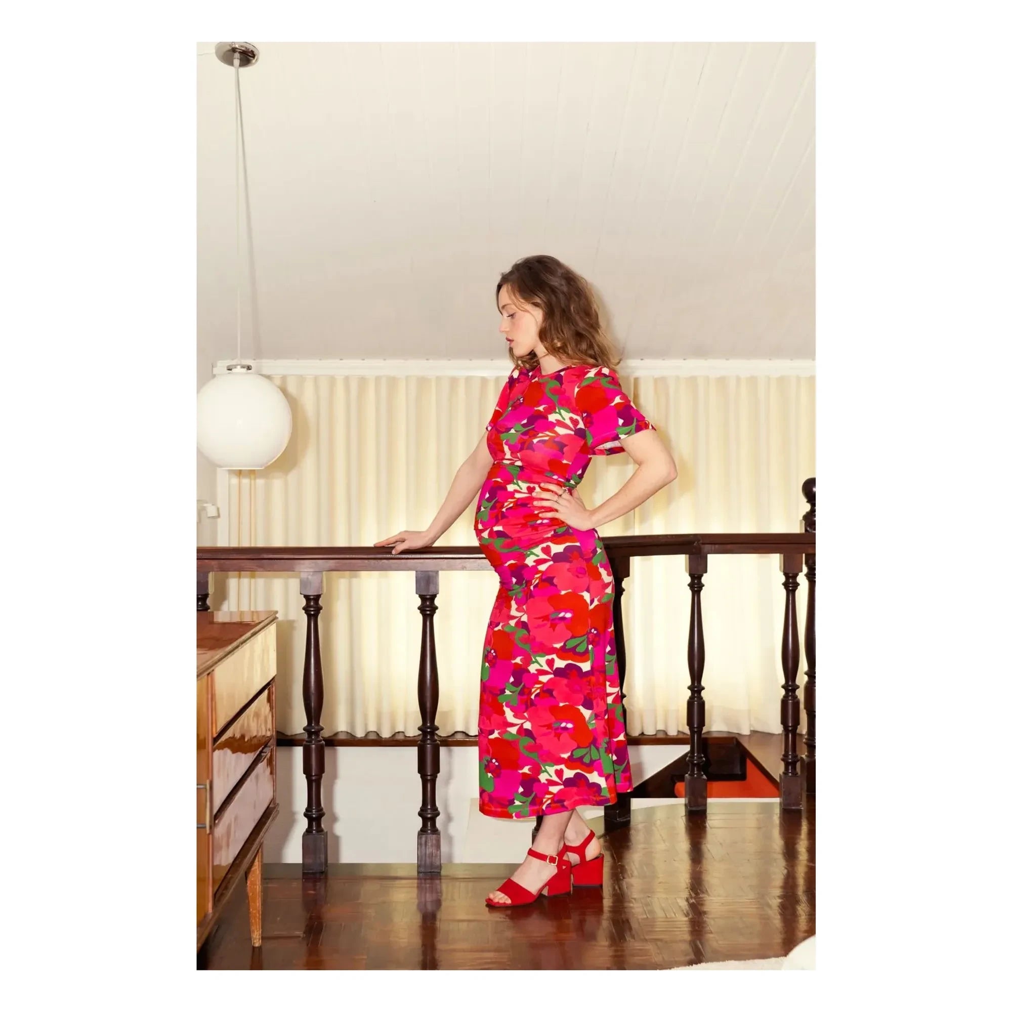 Paloma Collection - Theodora Pop Flower Umstandskleid | Rot