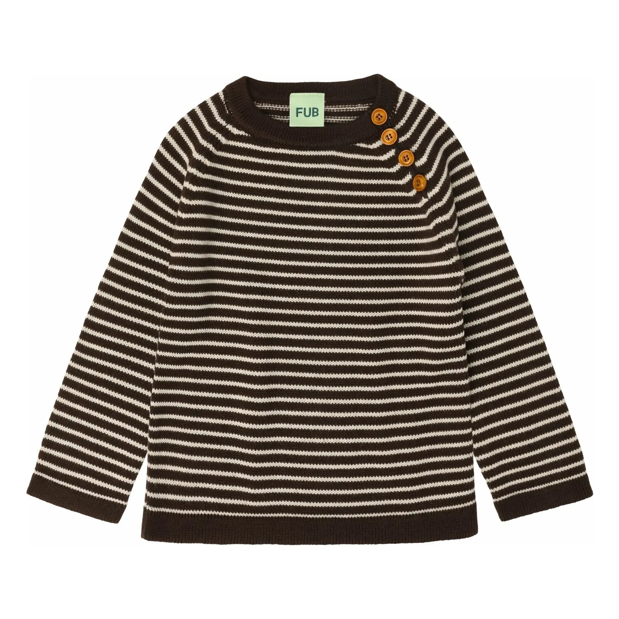 FUB - Gestreifter Merinowolle-Pullover | Braun