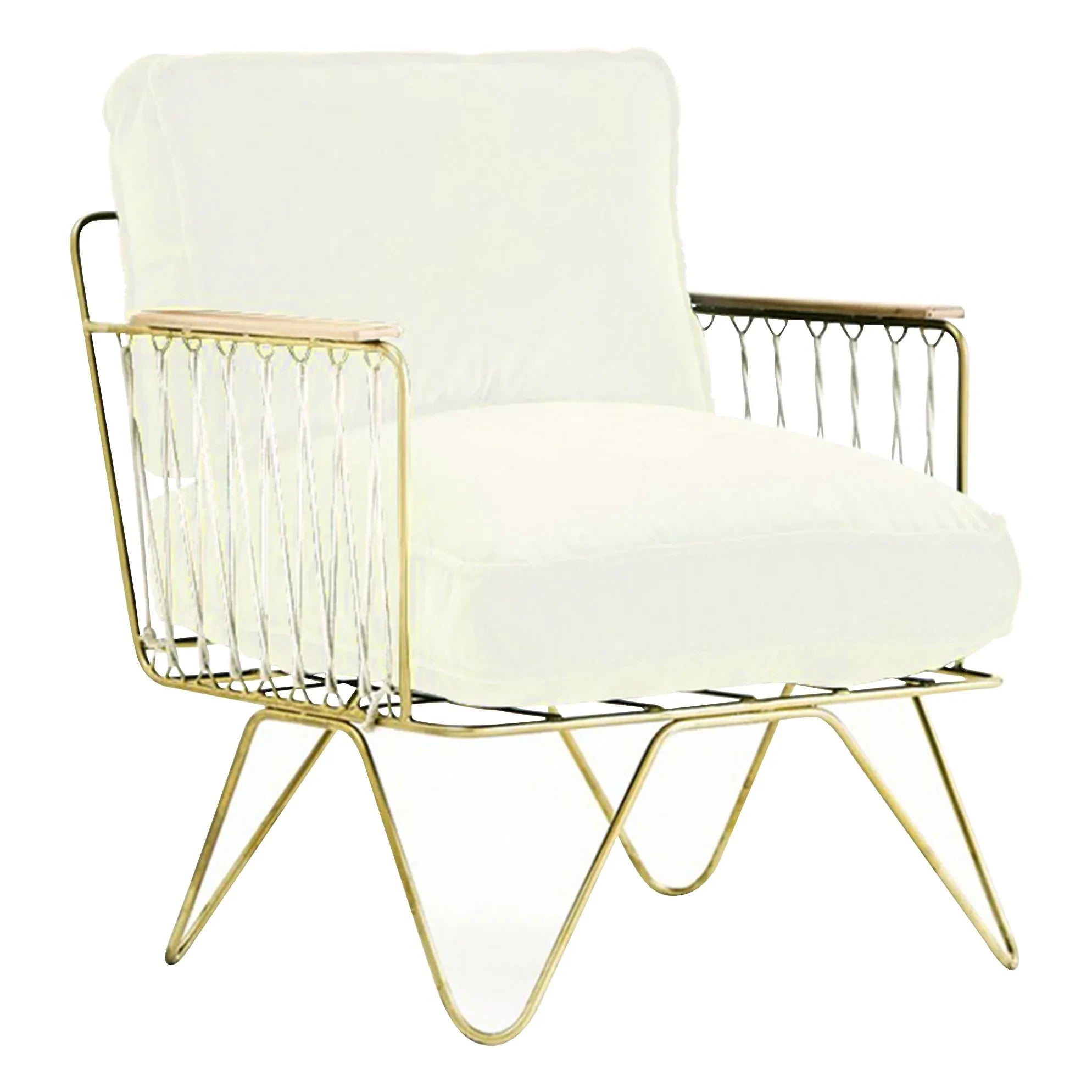 Honoré - Croisette Mat Gold- und Baumwollhocker | Weiß