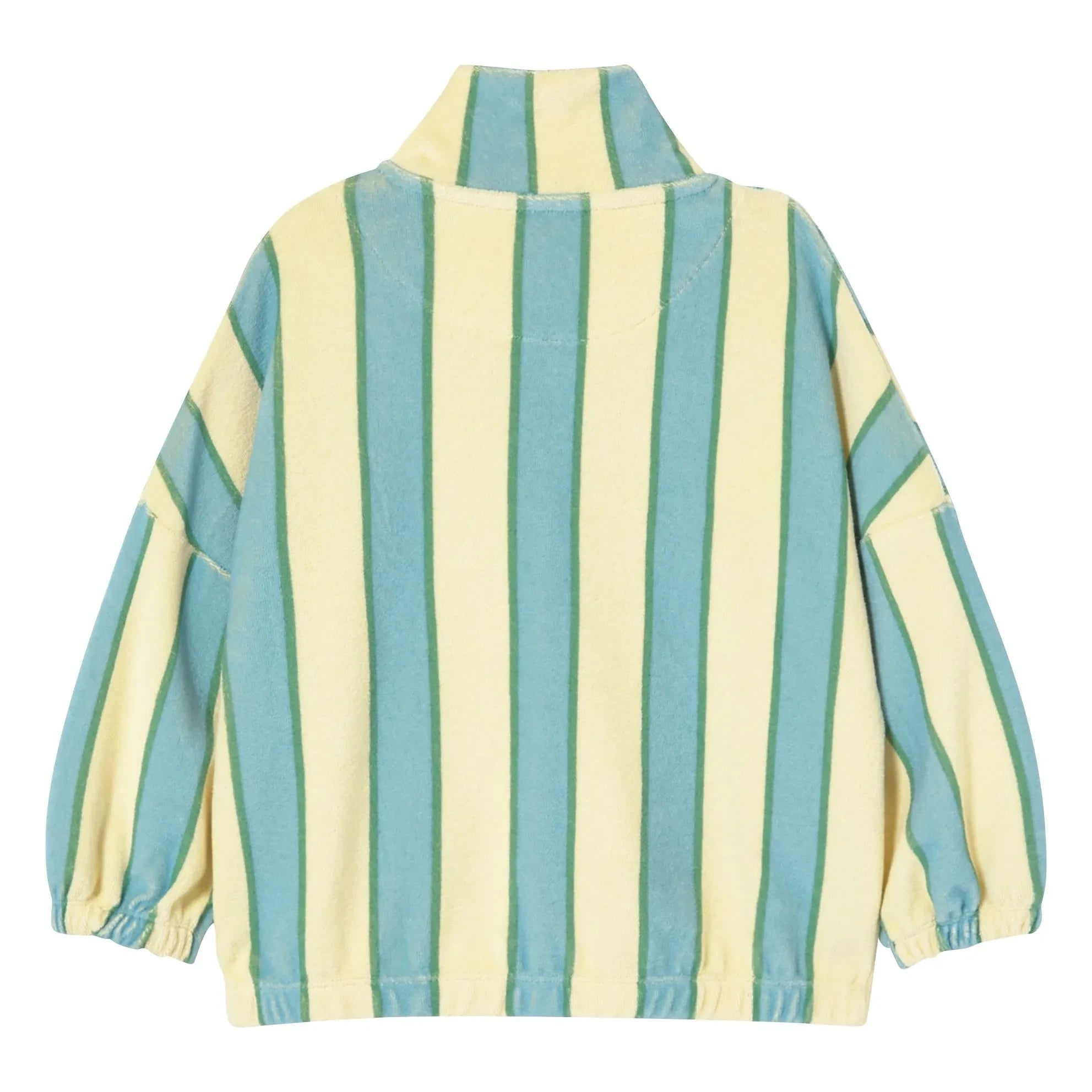 Tinycottons – Gestreiftes Sweatshirt mit Stehkragen und Knopfleiste aus Bio-Baumwolle | Hellgelb
