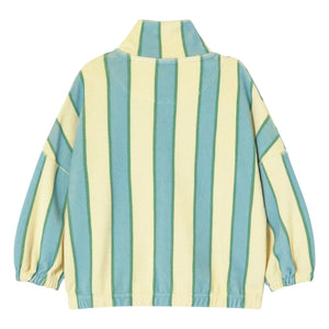 Tinycottons – Gestreiftes Sweatshirt mit Stehkragen und Knopfleiste aus Bio-Baumwolle | Hellgelb