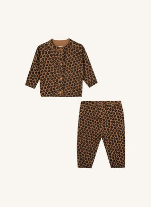 Bonton - Leopar Hırka ve Tayt Seti | Kahverengi