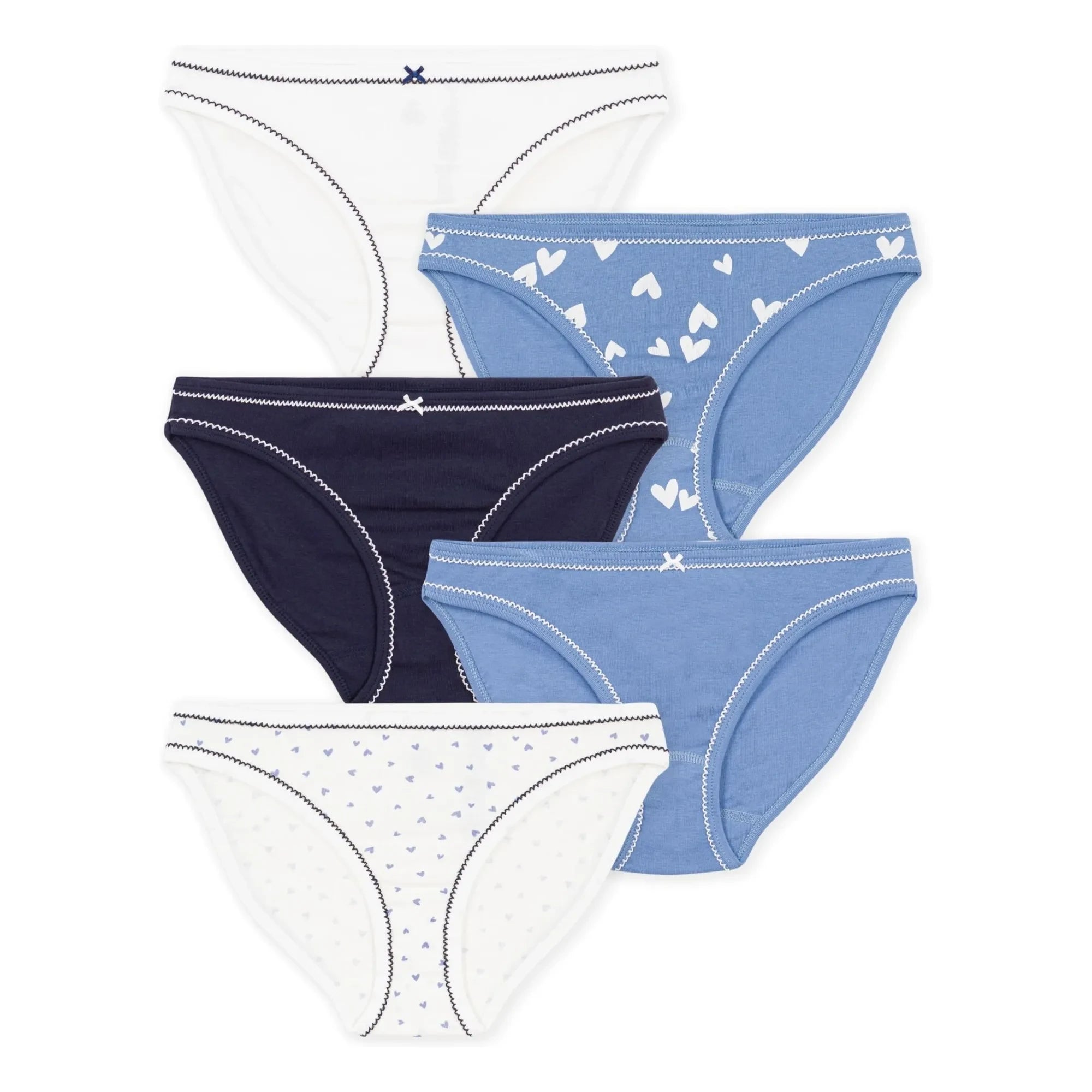 Petit Bateau - 5'li Organik Pamuk Kalp Külot Seti | Mavi