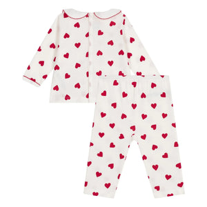 Petit Bateau - Pyjama mit Herzkragen aus Bio-Baumwolle | Weiß