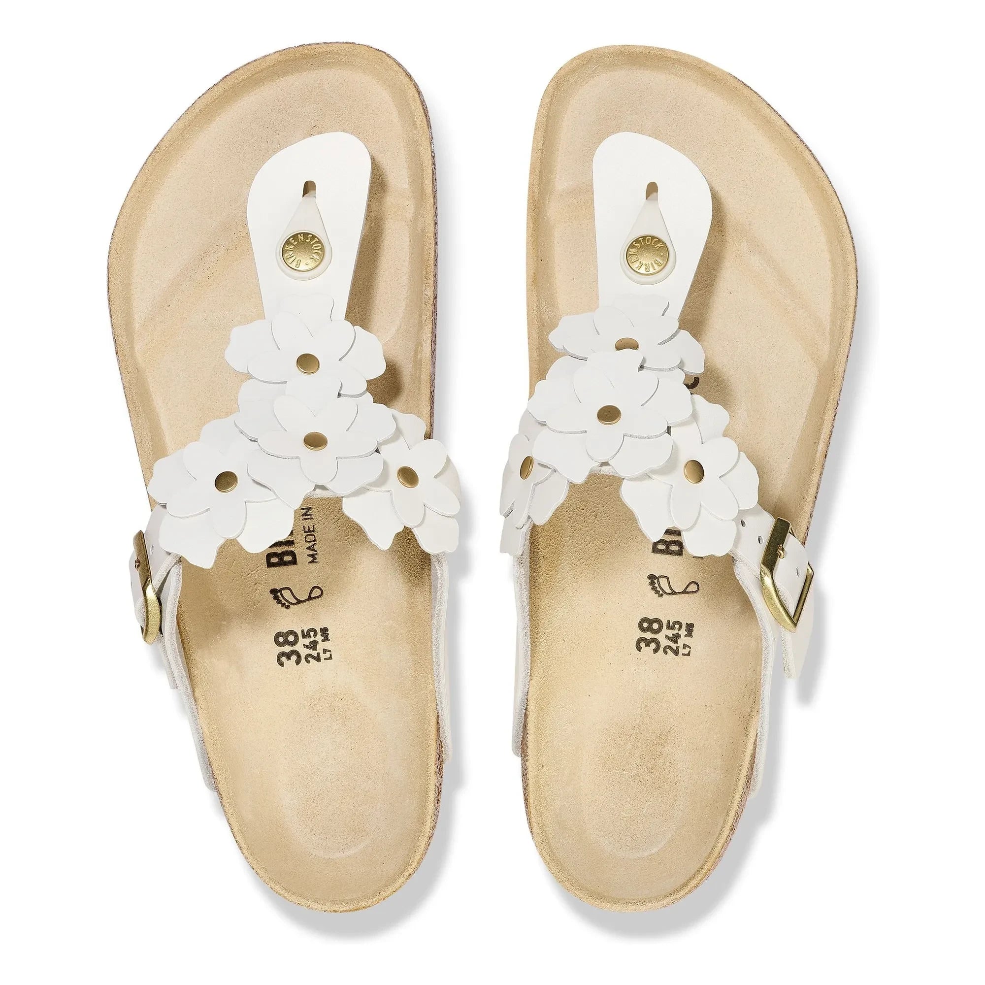 BIRKENSTOCK - Gizeh Sandalen mit Blumenapplikation Naturleder | Weiß