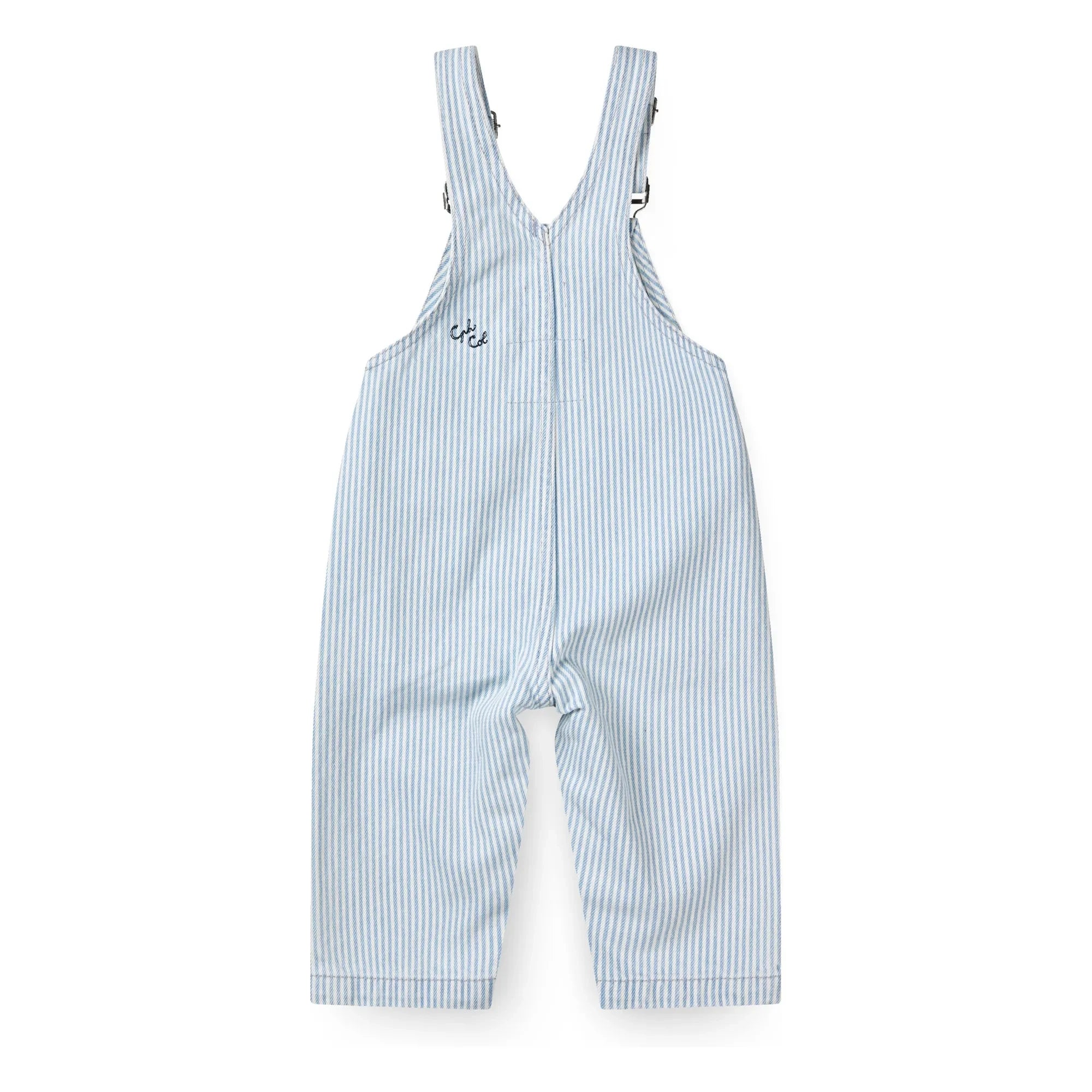 Copenhagen Colors - Gestreifte Latzhose aus Bio-Baumwoll-Gabardine | Hellblau