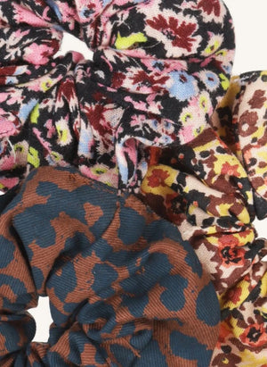 Tumble N'Dry - 3er Set Blumenmuster Scrunchies | Blau