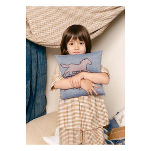 Editions Aimable - Hector Atlı Yastık | Mavi Chambray