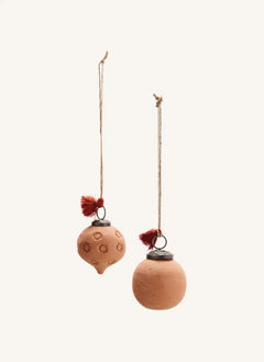 Madam Stoltz - Terracotta Weihnachtsdekoration - 2er Set