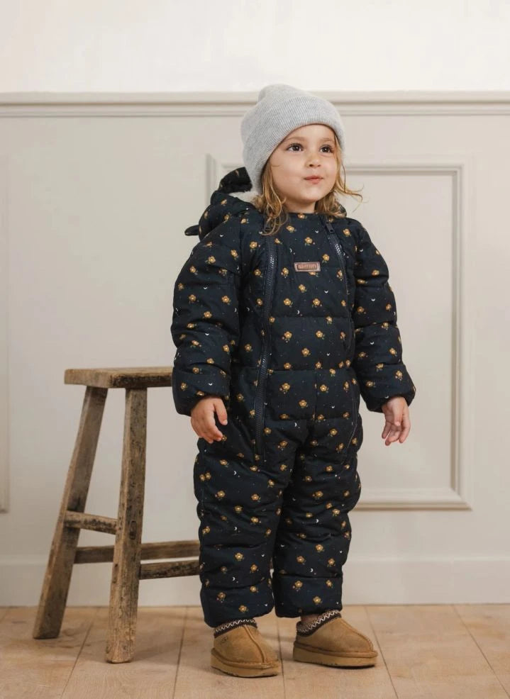 Töastie - Wasserfester, blumenbedruckter Cloud-Jacke | Dunkelblau