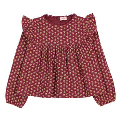 Búho - Blouse Cottage Fleurie Organik Pamuk | Bordo