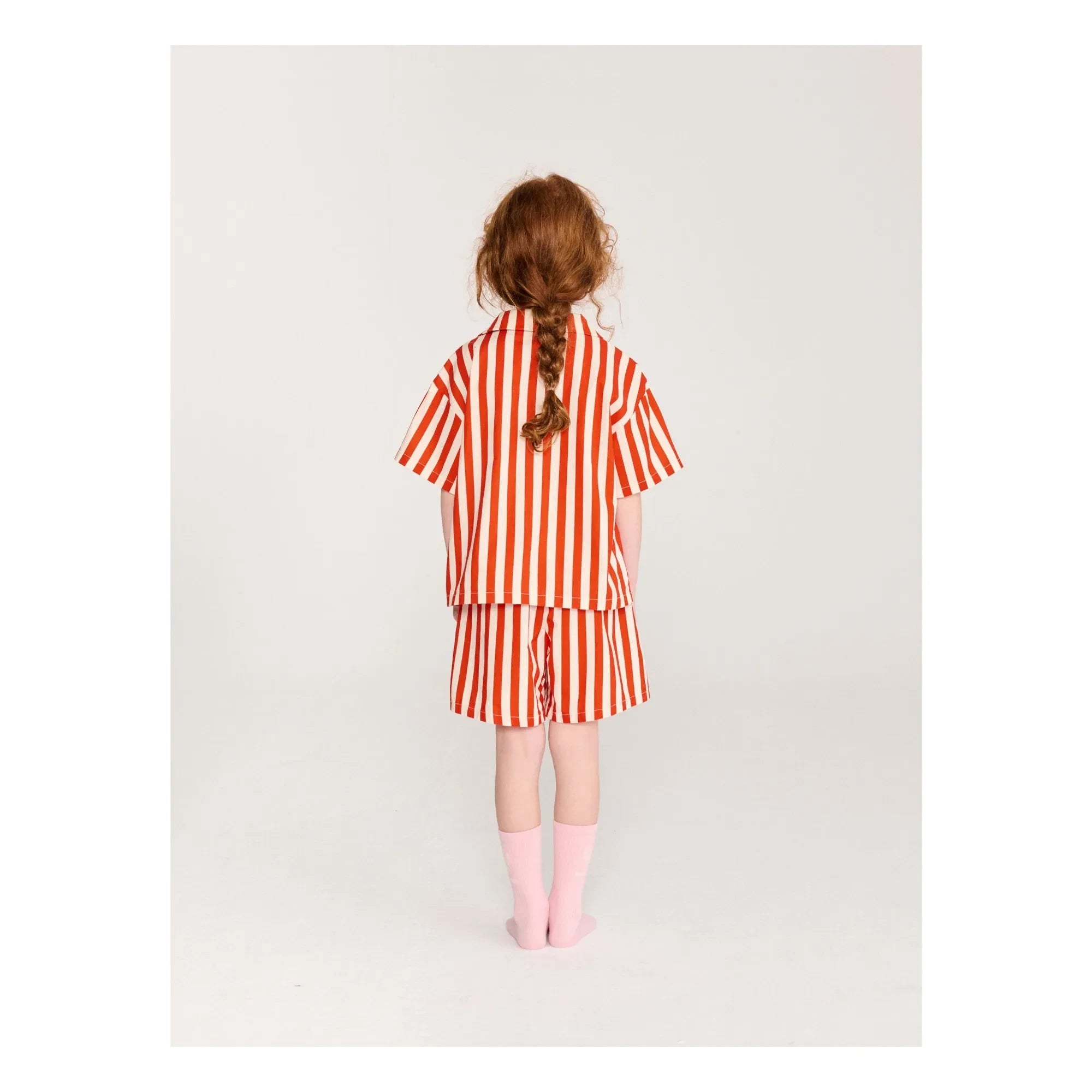 Bobo Choses - Gestreiftes Bio-Baumwoll Hemd und Shorts Set | Rot