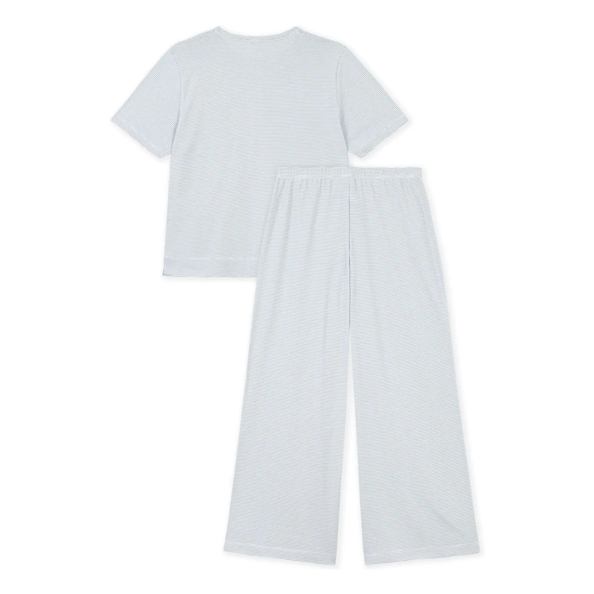 Petit Bateau - Organik pamuklu çizgili pijama | Mavi