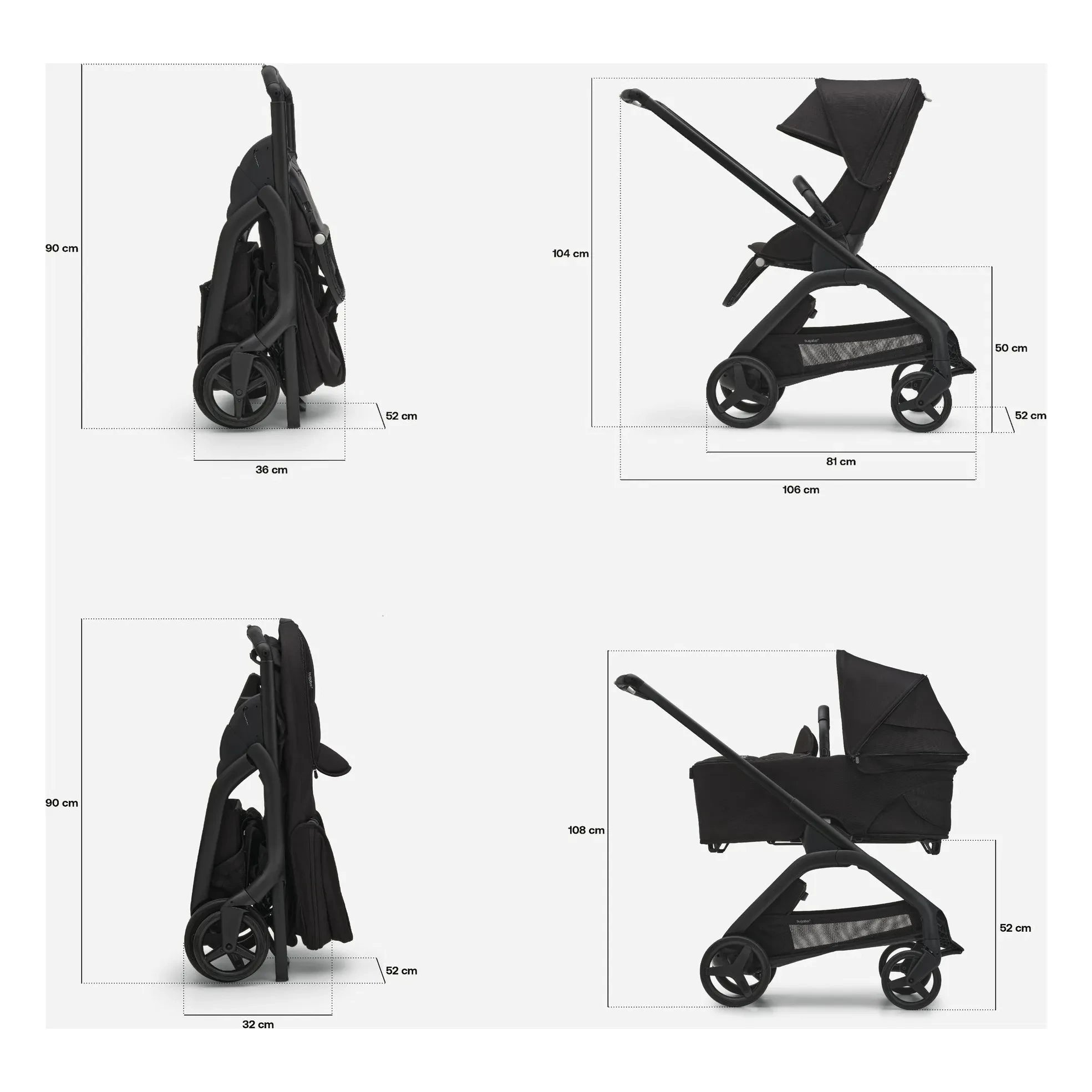 Bugaboo - Bugaboo Dragonfly Kompletter City Kinderwagen Graphit Gestell | Heather Grau