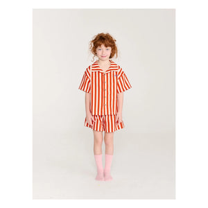 Bobo Choses - Gestreiftes Bio-Baumwoll Hemd und Shorts Set | Rot