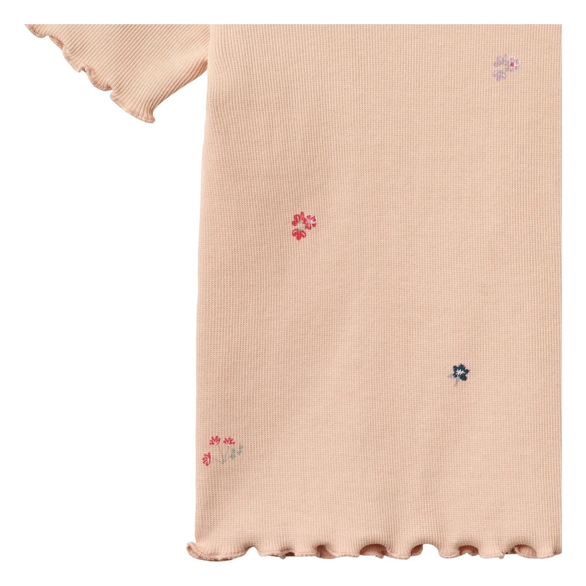 Wheat – Alicia Geripptes T-Shirt Bio-Baumwolle Blumen | Pfirsich