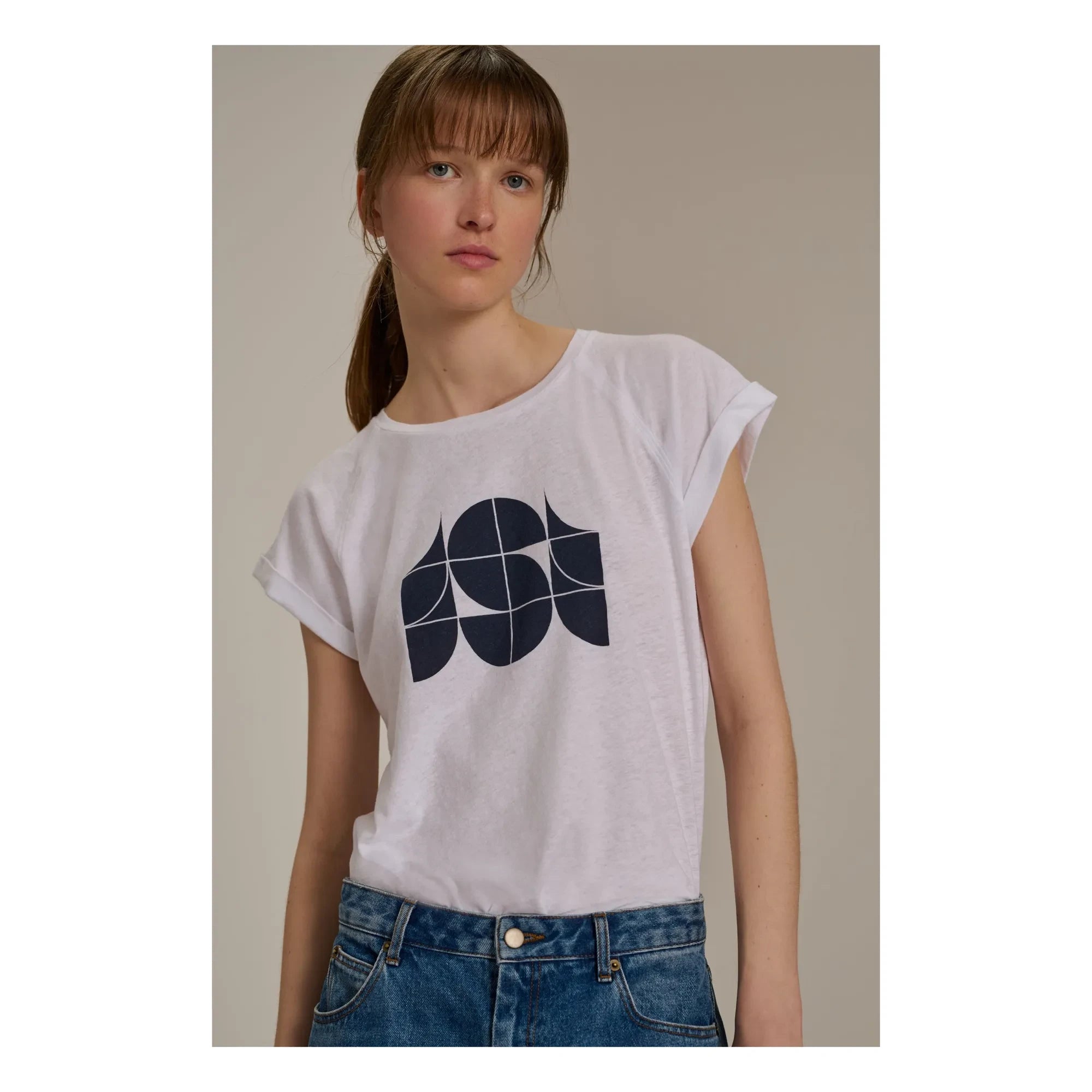 Soeur - Valentina T-Shirt aus Bio-Baumwolle und Leinen | Weiß