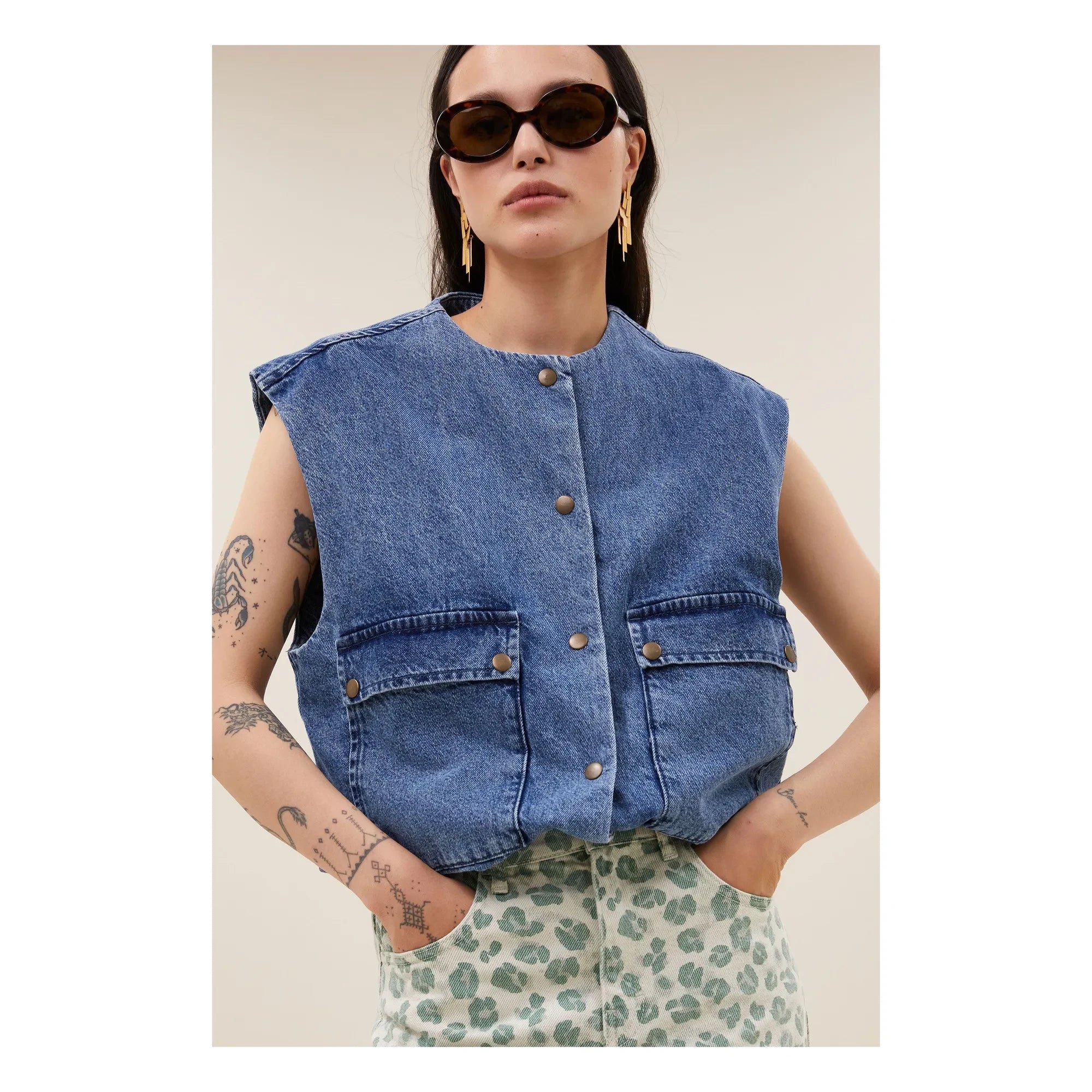 By Bar - Maggie Bio-Baumwoll-Denim-Weste | Jeansblau