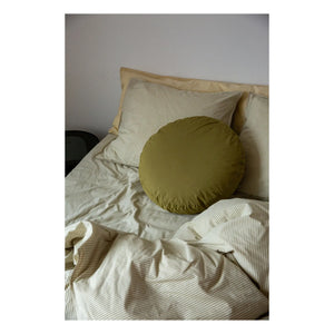 Suite 702 - Gestreifter Bettbezug aus Bio-Perkal – Olive-Creme | Olive