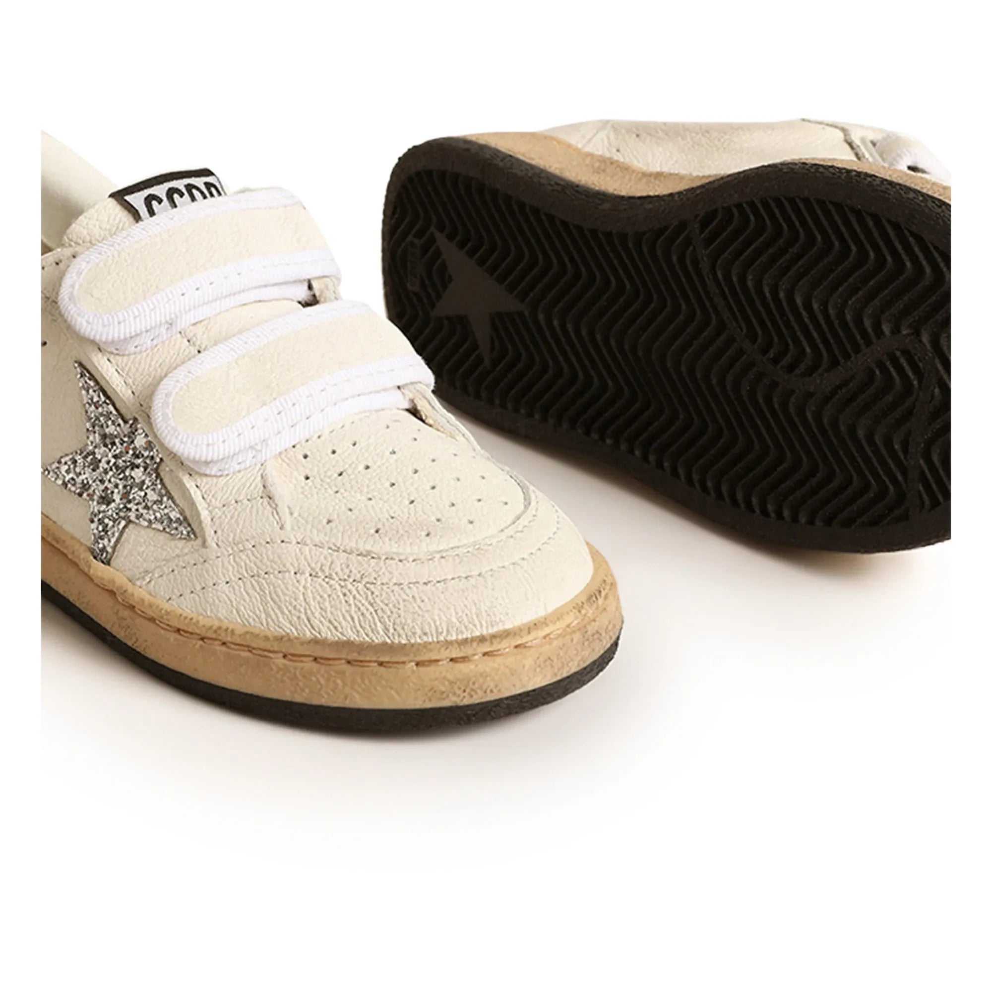 Golden Goose - Ballstar Glitzer-Sneakers mit Klettverschluss | Silber